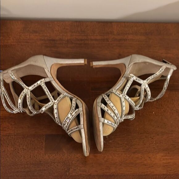 ANTONIO MELANI Silver Metallic Strappy Heels - Picture 2 of 11